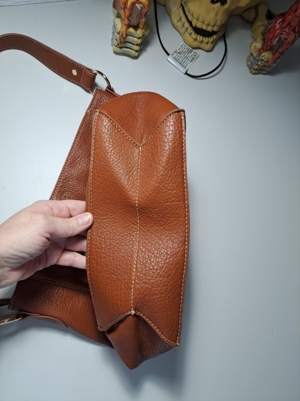 Montana West Select Pebbled Leather Hobo Shoulder Bag Purse Gold Hardware Brown - Picture 5 of 16